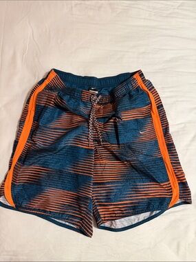 Nike Men's Blue & Orange Swim Shorts